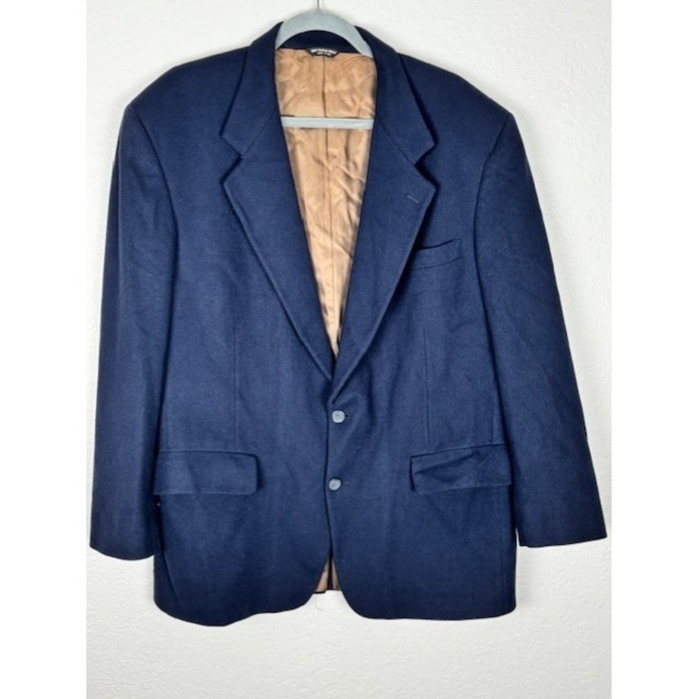 Redwood & Ross Men's Navy Blue Wool Blazer Two Button Classic Fit 42R